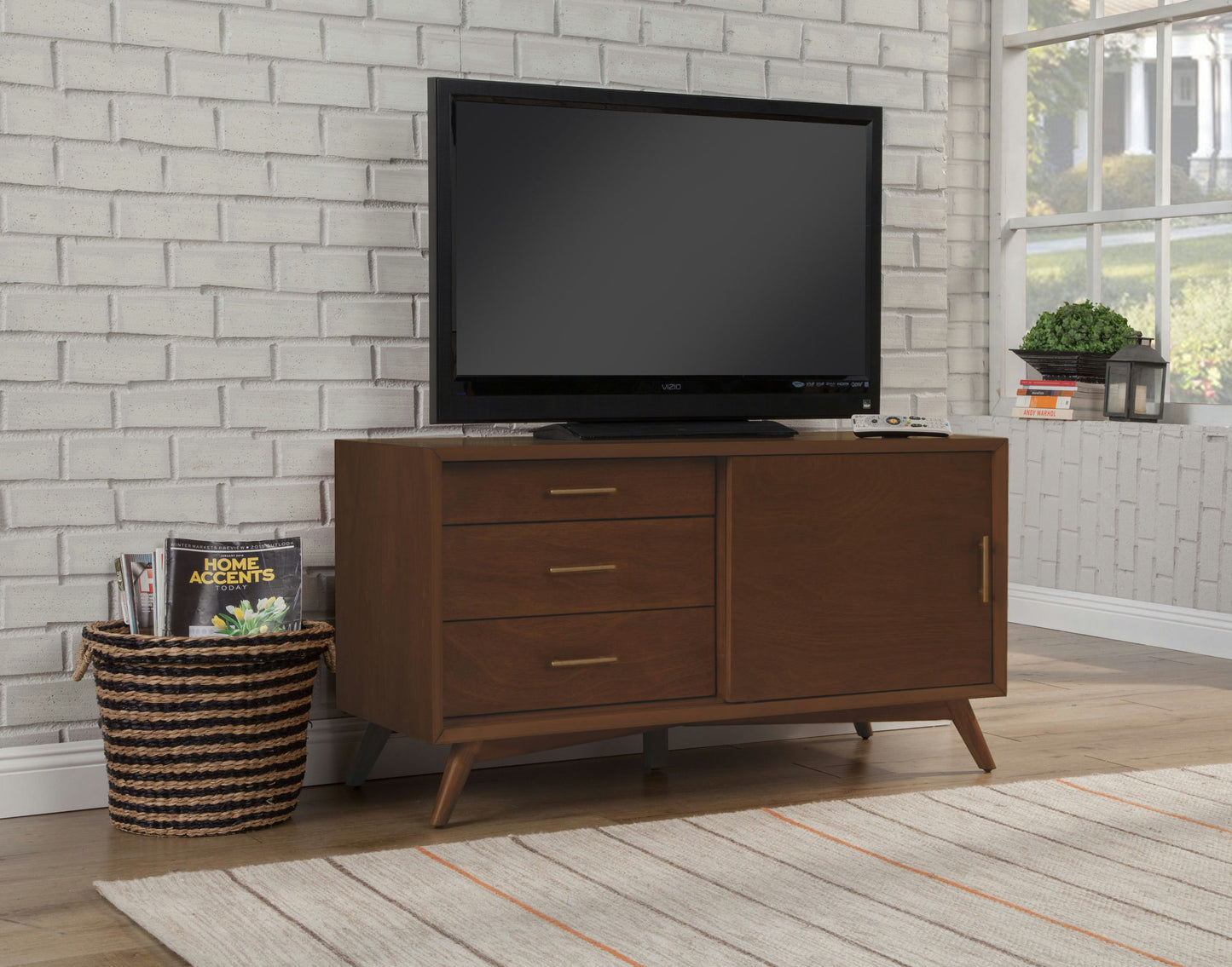 Alpine Furniture Flynn Small TV Console, Walnut