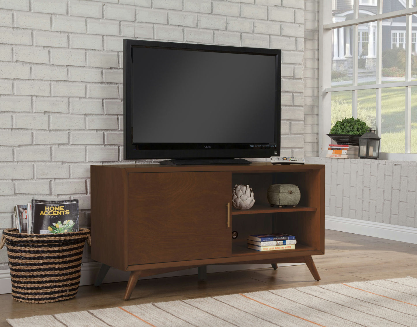 Alpine Furniture Flynn Small TV Console, Walnut
