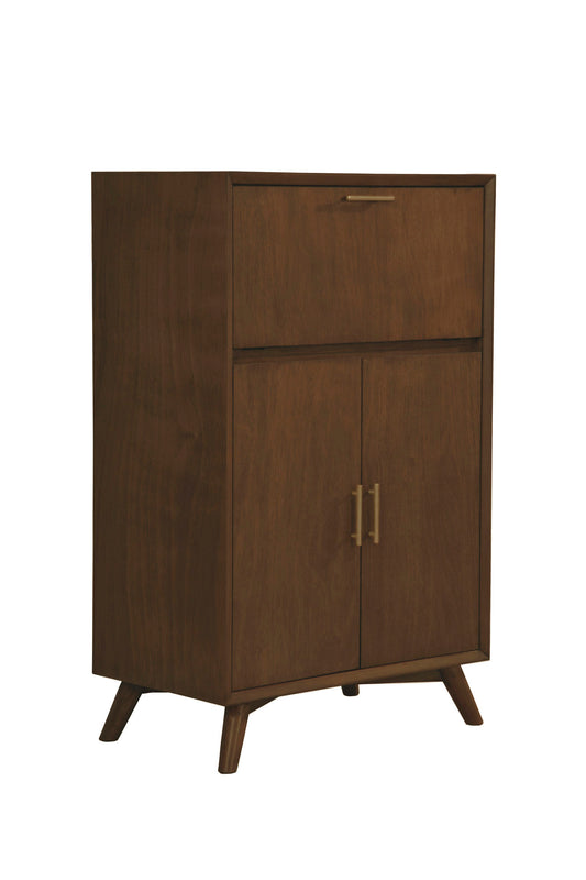 Alpine Furniture Flynn Large Bar Cabinet with Drop Down Tray, Walnut