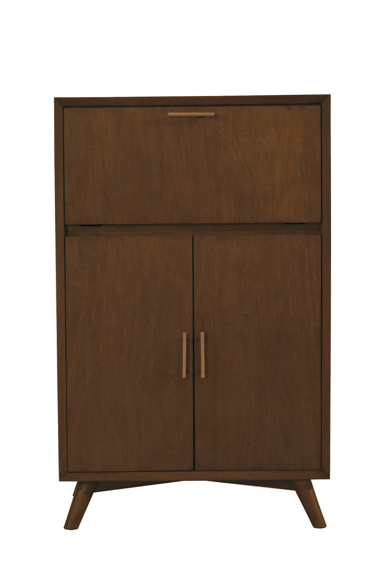 Alpine Furniture Flynn Large Bar Cabinet with Drop Down Tray, Walnut