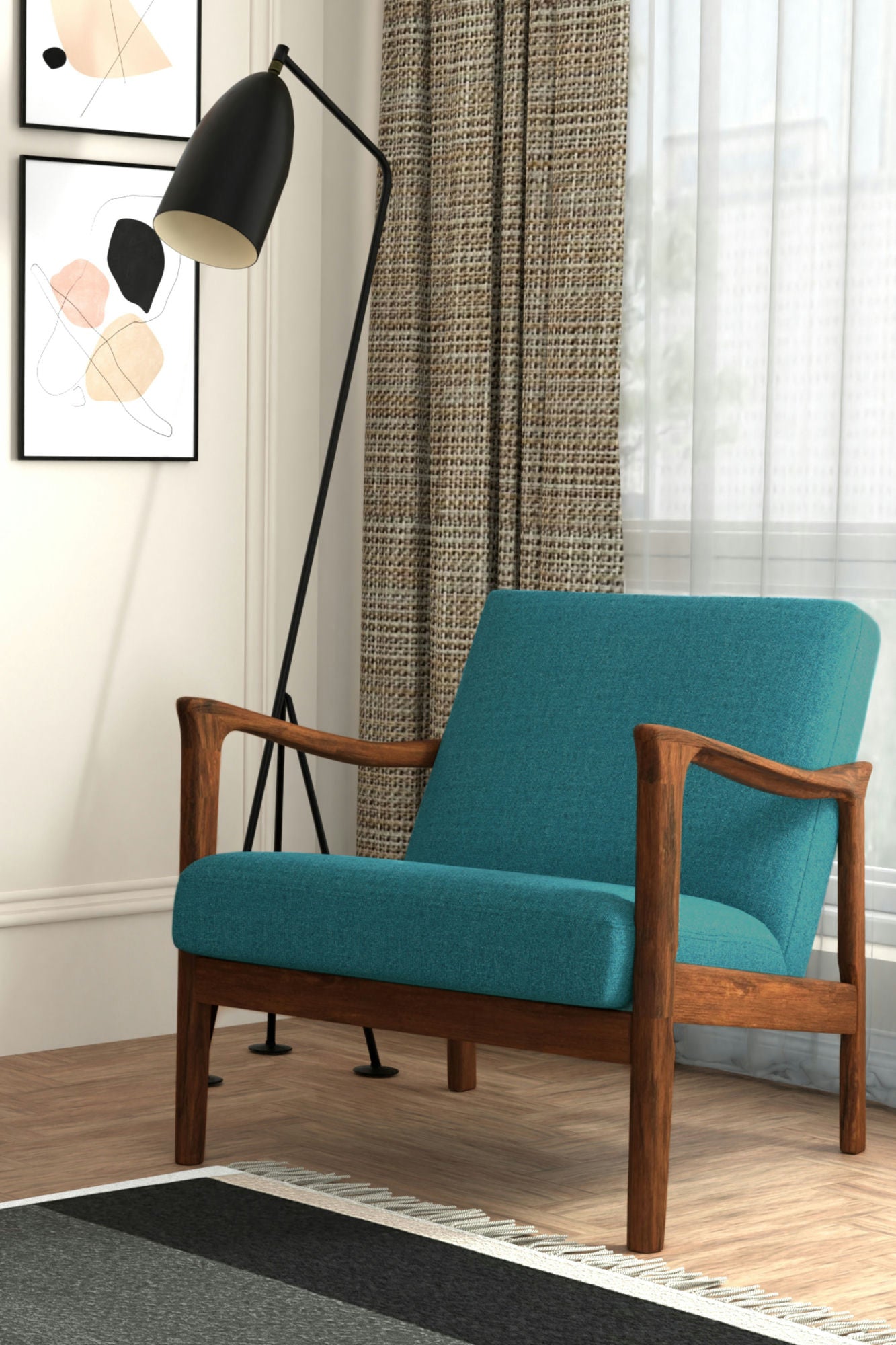 Alpine Furniture Zephyr Lounge Chair, Turquoise