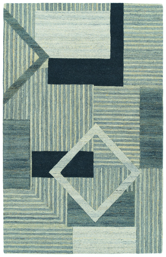 Kaleen Alzada Collection Blue Ivory Area Rug 9' x 12'