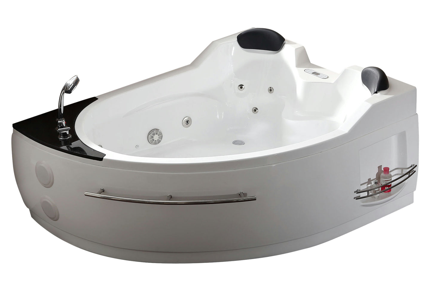 EAGO 5.5 ft Right Drain Corner Acrylic White Whirlpool Bathtub for Two