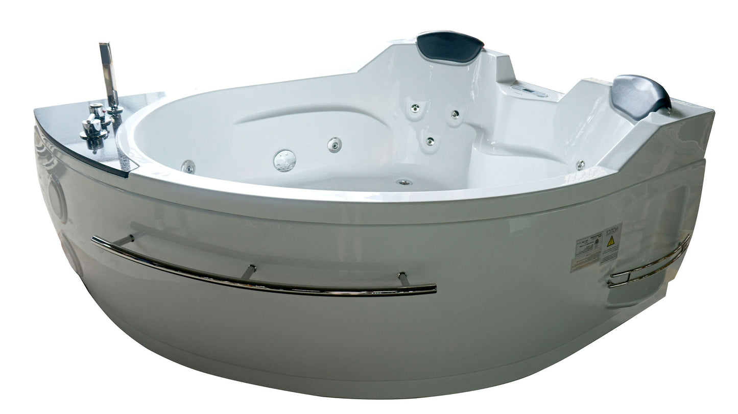 EAGO 5.5 ft Right Drain Corner Acrylic White Whirlpool Bathtub for Two