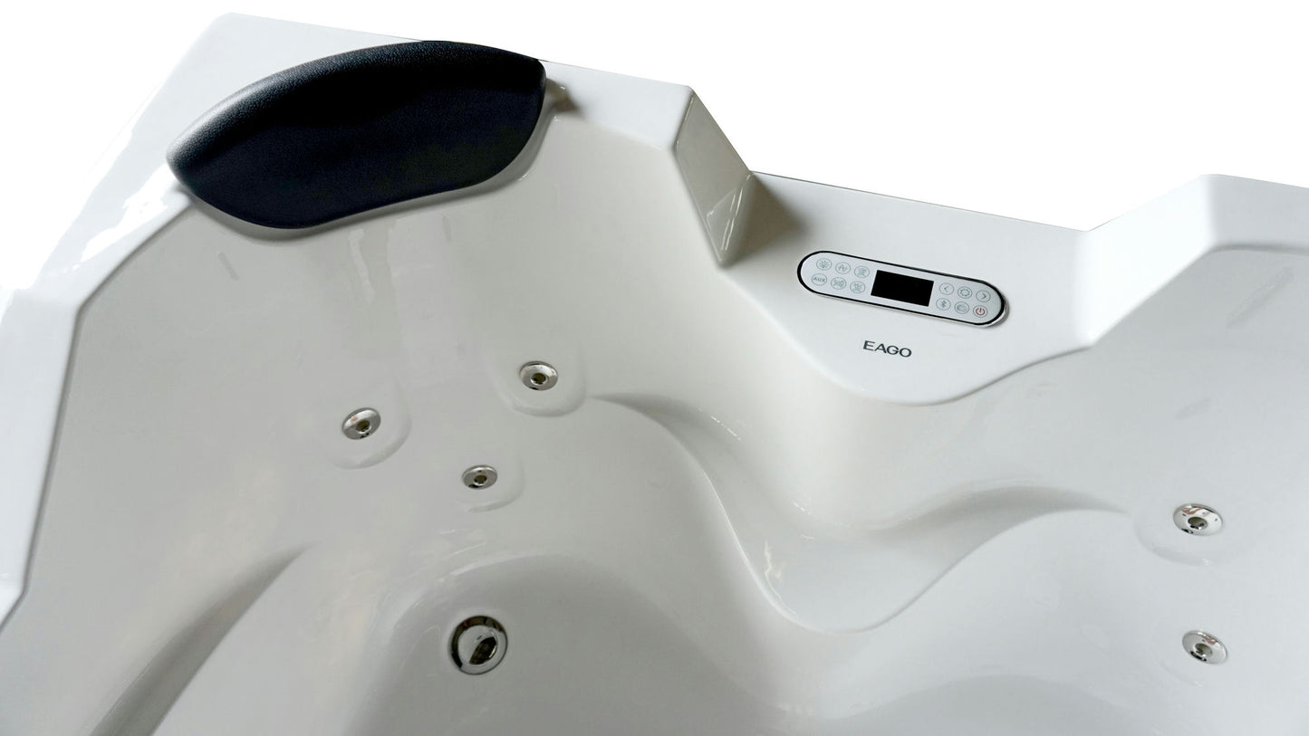 EAGO 5.5 ft Right Drain Corner Acrylic White Whirlpool Bathtub for Two