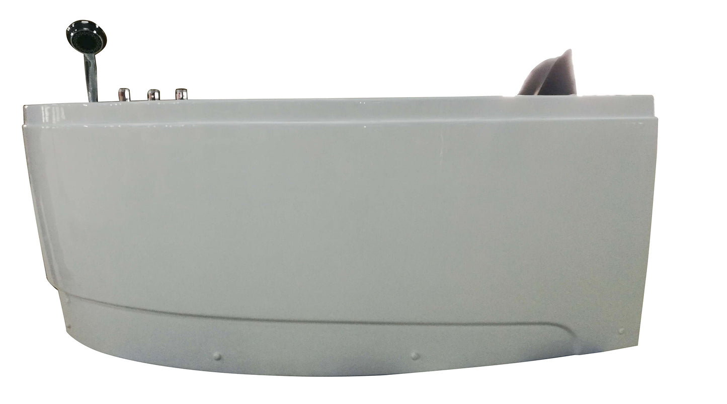 EAGO 5' Single Person Corner White Acrylic Whirlpool Bath Tub - Drain on Left