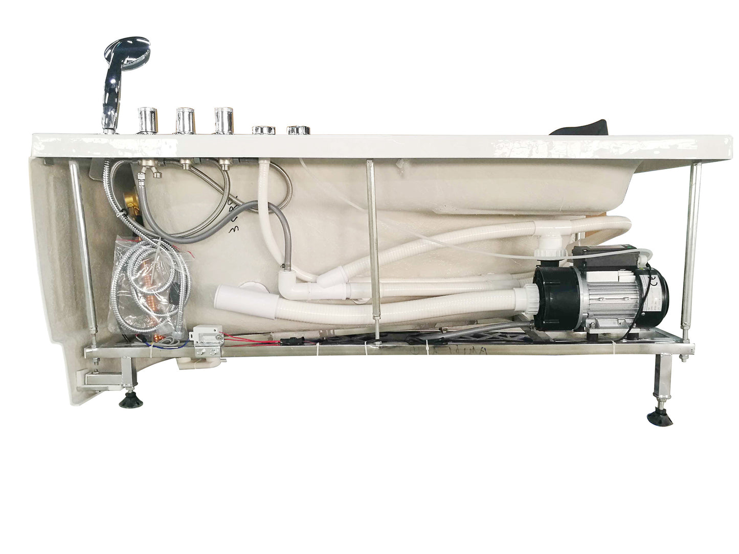 EAGO 5' Single Person Corner White Acrylic Whirlpool Bath Tub - Drain on Right