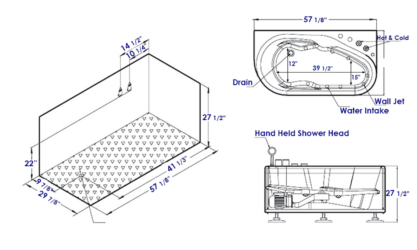 EAGO AM175-R 5' White Acrylic Whirlpool Bathtub - Drain on Left