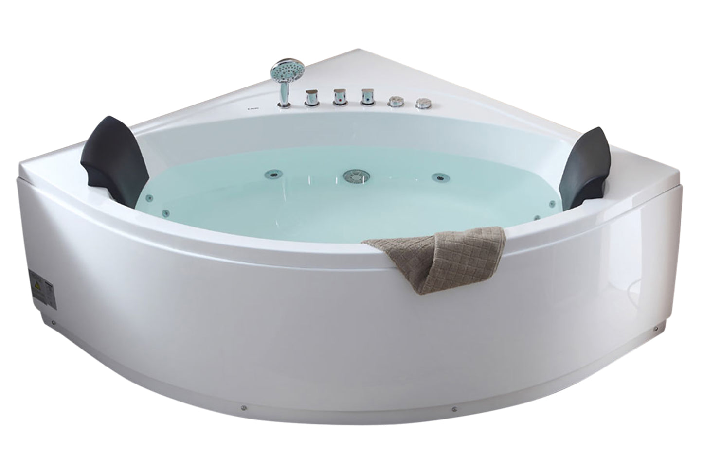 EAGO 5' Rounded Modern Double Seat Corner Whirlpool Bath Tub with Fixtures