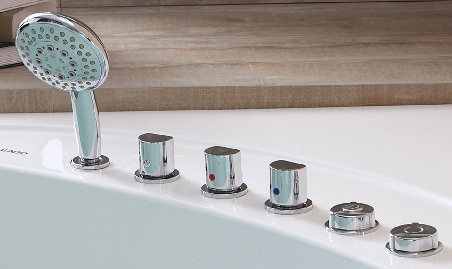 EAGO 5' Rounded Modern Double Seat Corner Whirlpool Bath Tub with Fixtures