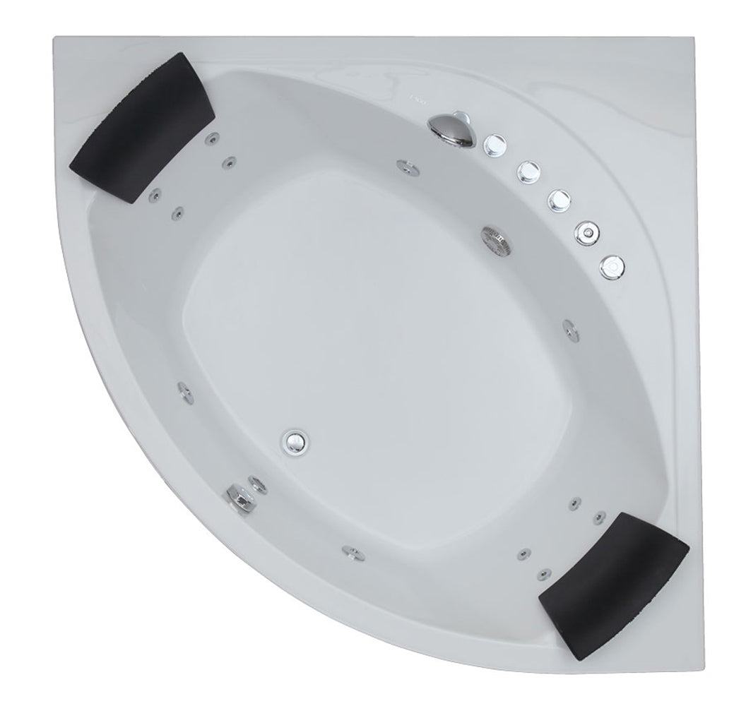 EAGO 5' Rounded Modern Double Seat Corner Whirlpool Bath Tub with Fixtures