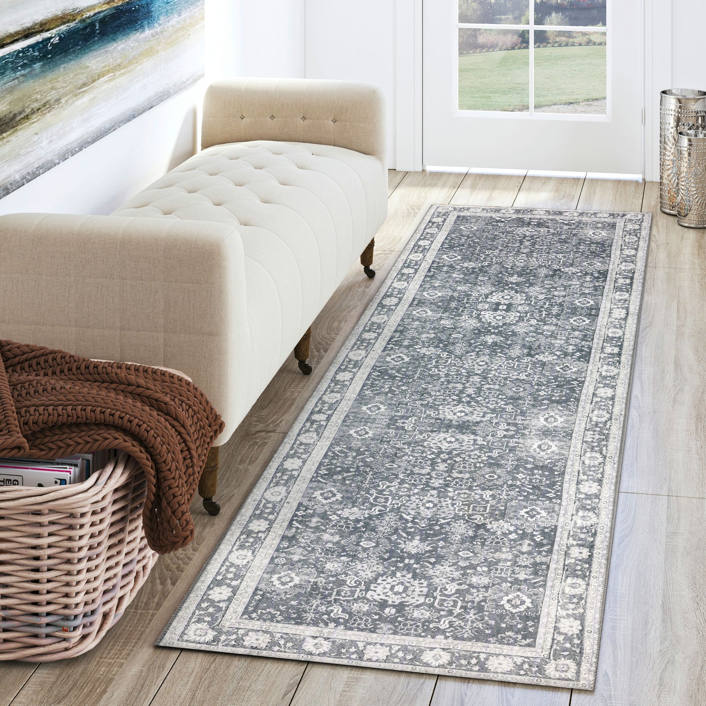 Amanti AM4 Dove 2'3" x 7'7" Runner Rug