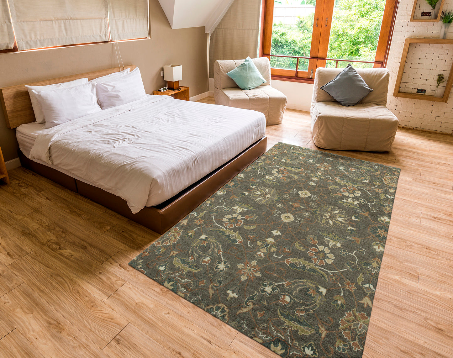 Kaleen Amaranta Collection Mushroom Salmon Area Rug 9' x 12'
