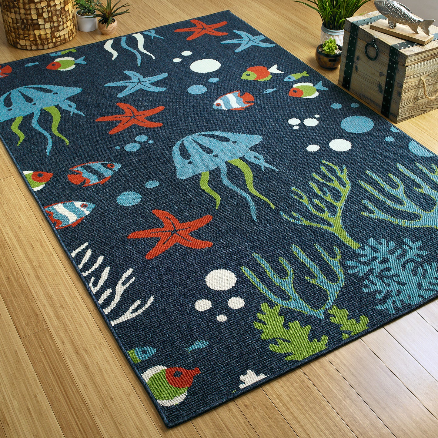 Kaleen Amalie Collection Navy LtBlue Area Rug 5' x 7'6"