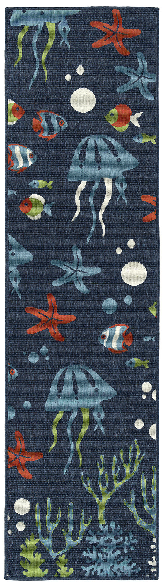 Kaleen Amalie Collection Navy LtBlue Runner 2'2" x 8'