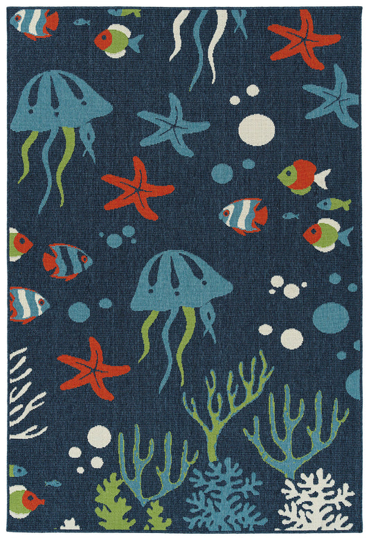 Kaleen Amalie Collection Navy LtBlue Area Rug 5' x 7'6"