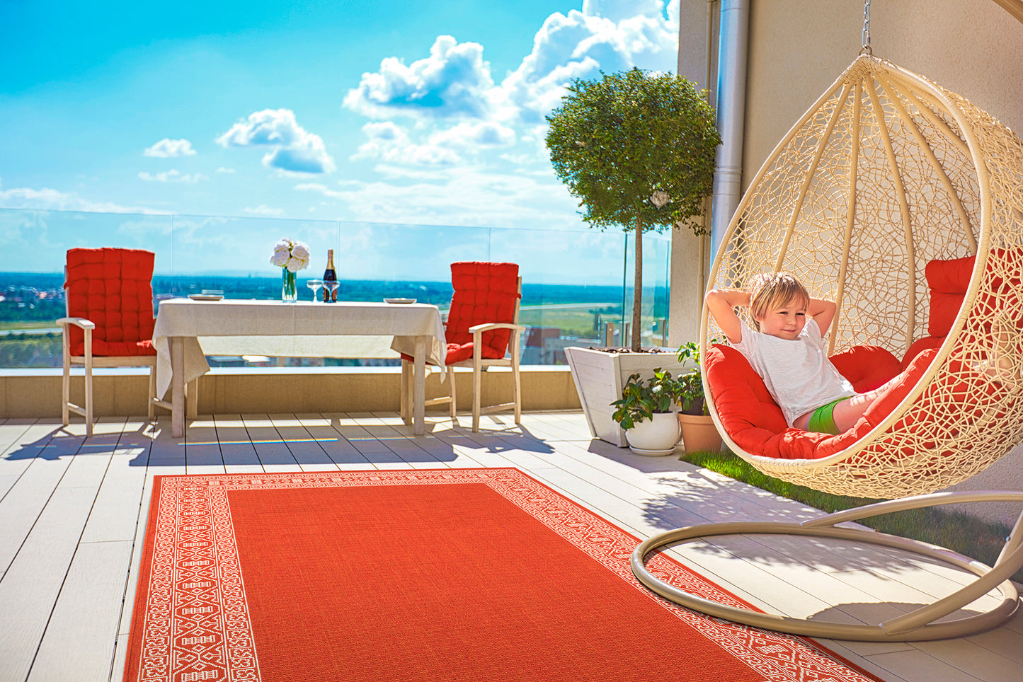 Kaleen Amalie Collection AML06-32 Tangerine Area Rug 7'2" x 10'5"