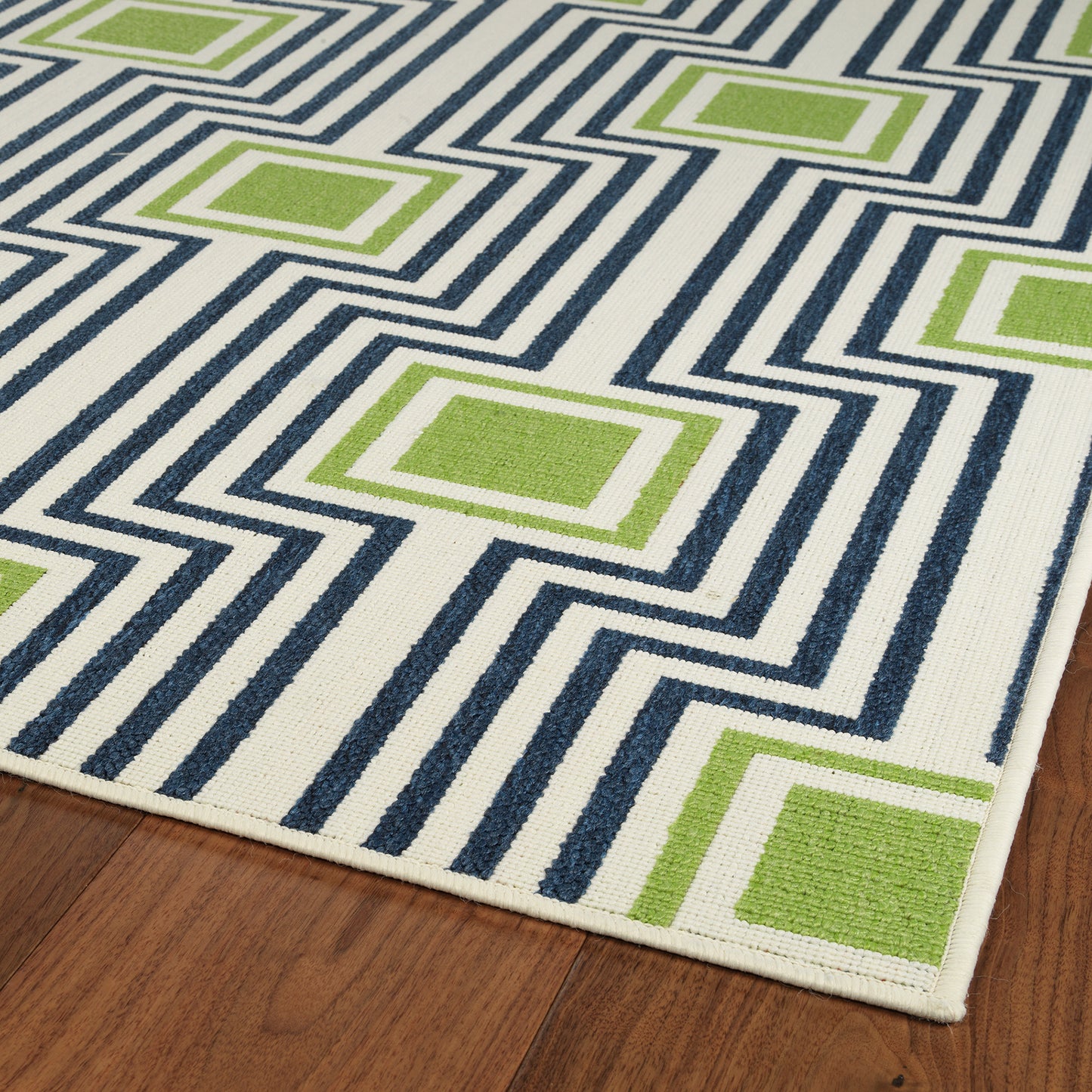 Kaleen Amalie Collection Navy LimeGreen Throw Rug 1'9" x 3'