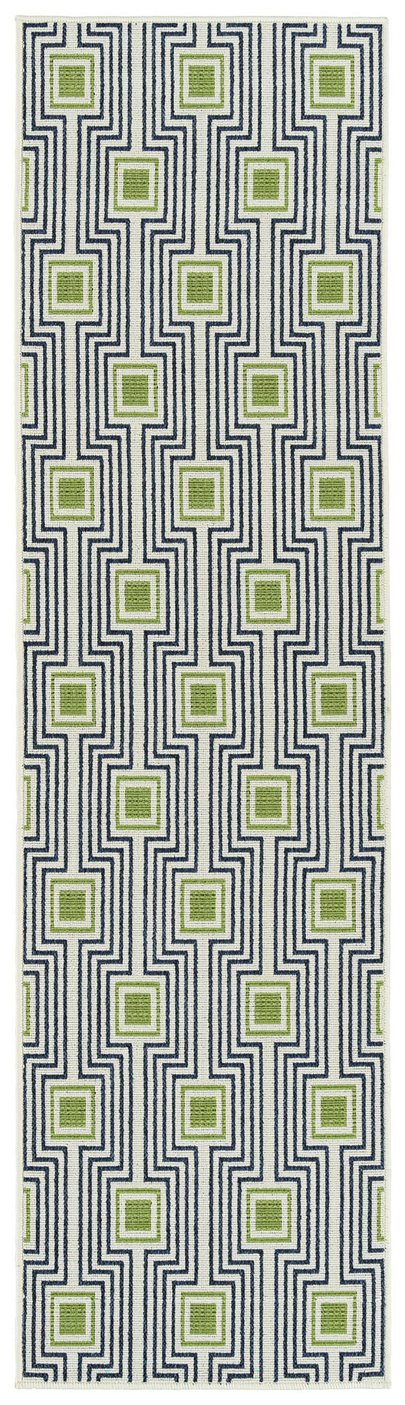 Kaleen Amalie Collection Navy LimeGreen Runner 2'2" x 8'