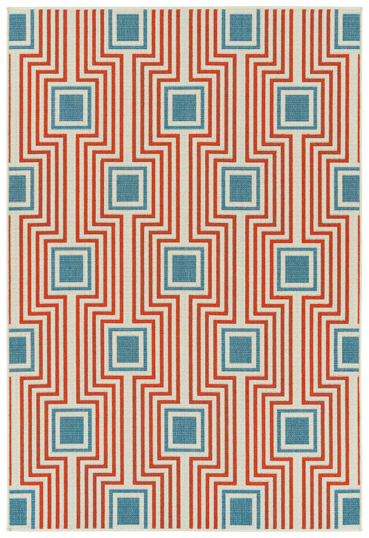 Kaleen Amalie Collection Tangerine LtBlue Area Rug 3'6" x 5'6"