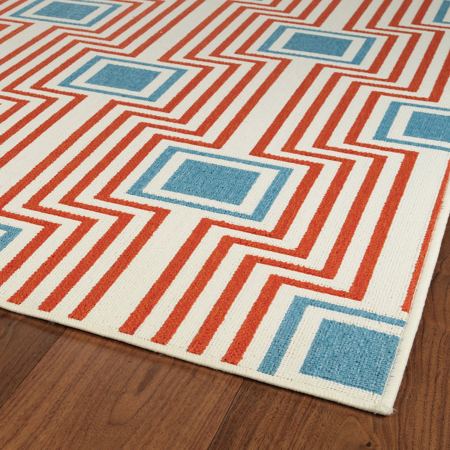 Kaleen Amalie Collection Tangerine LtBlue Throw Rug 1'9" x 3'