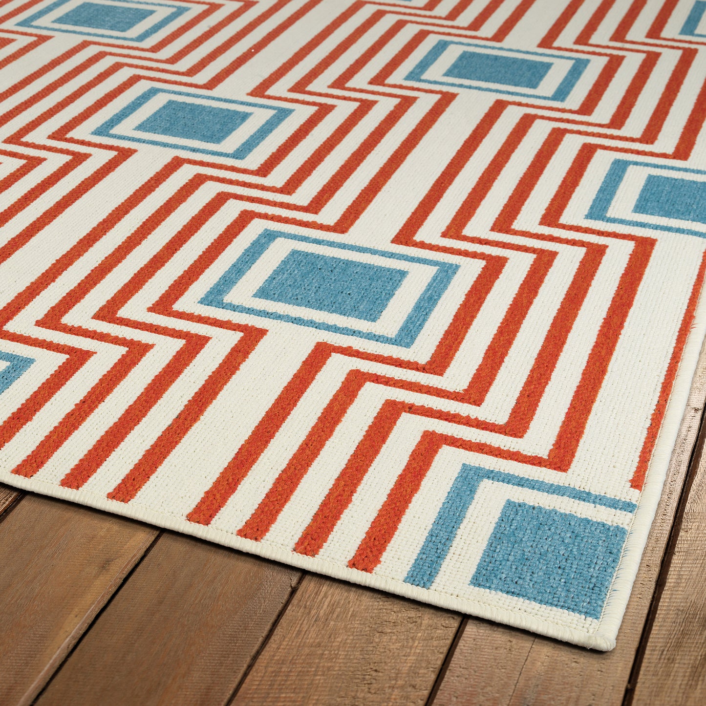 Kaleen Amalie Collection Tangerine LtBlue Throw Rug 1'9" x 3'