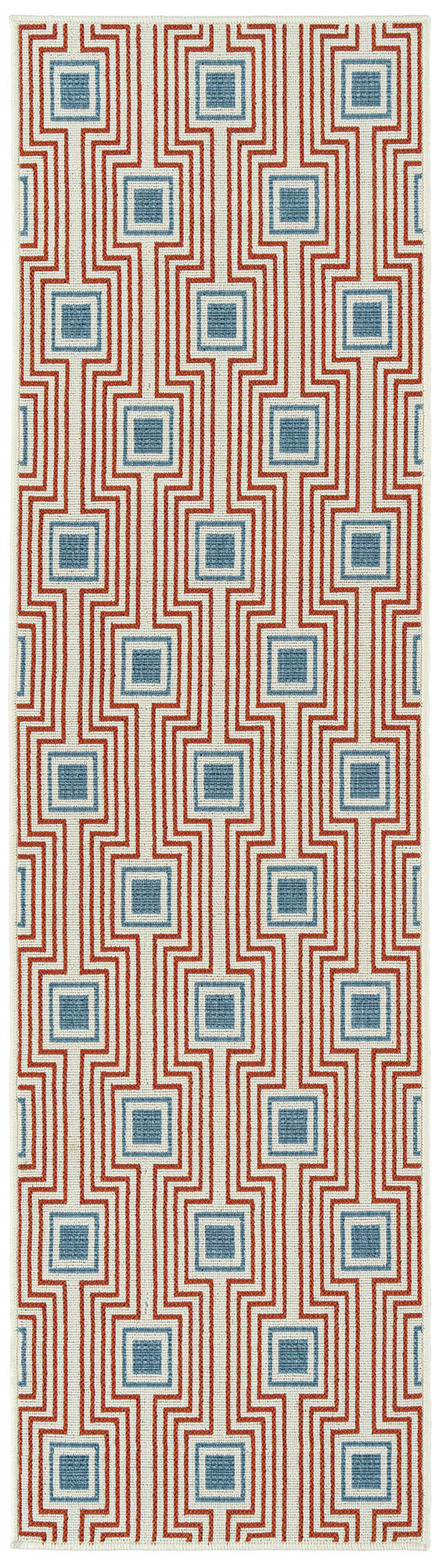 Kaleen Amalie Collection Tangerine LtBlue Runner 2'2" x 8'