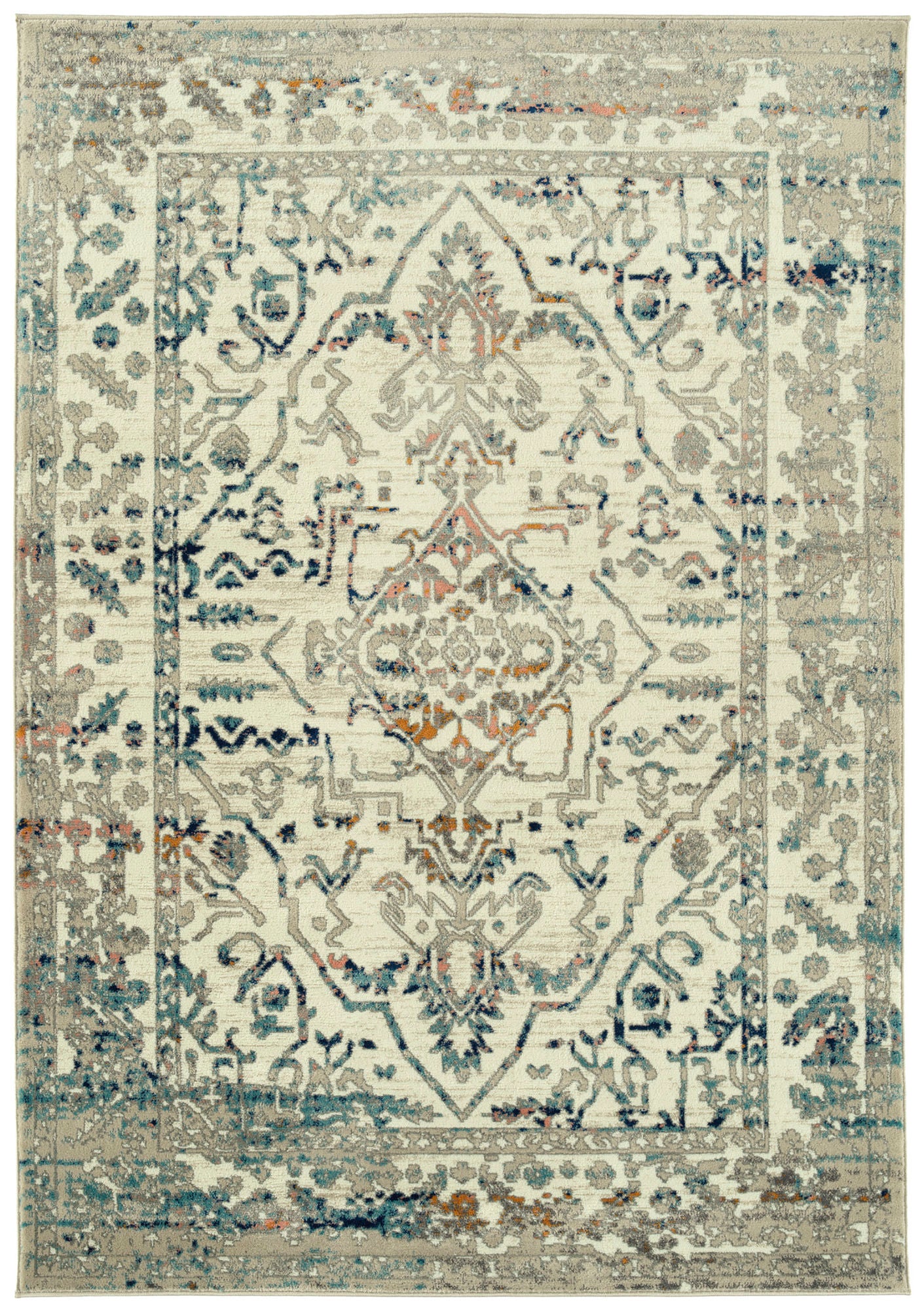 Kaleen Ania Collection Cream Orange Runner 2'3" x 8'