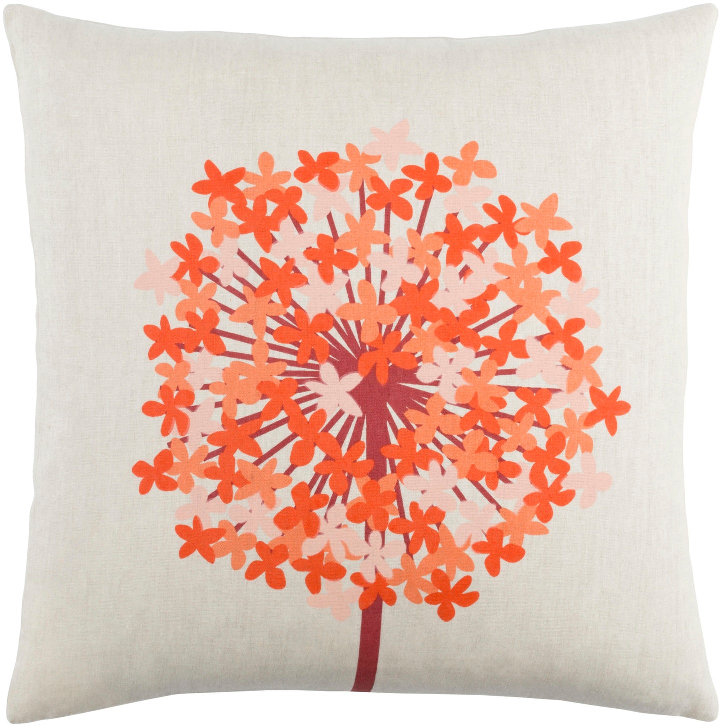 Surya Agapanthus Coral Pillow Shell With Down Insert 22"H X 22"W