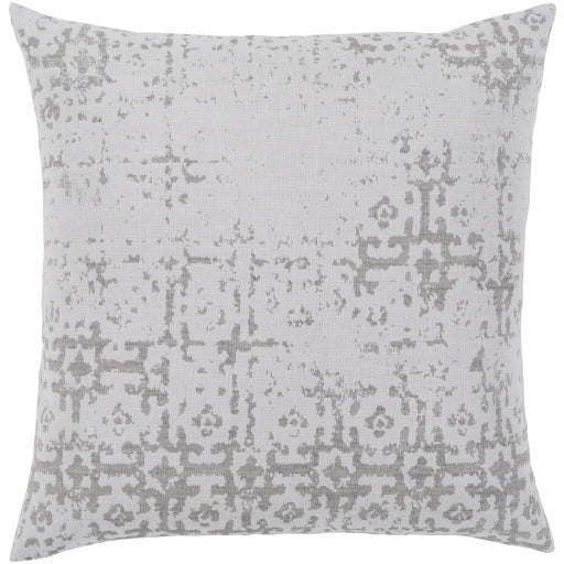 Surya Abstraction Light Gray Pillow Shell With Down Insert 18"H X 18"W