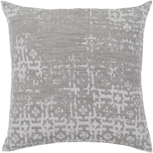 Surya Abstraction Gray Pillow Shell With Down Insert 18"H X 18"W