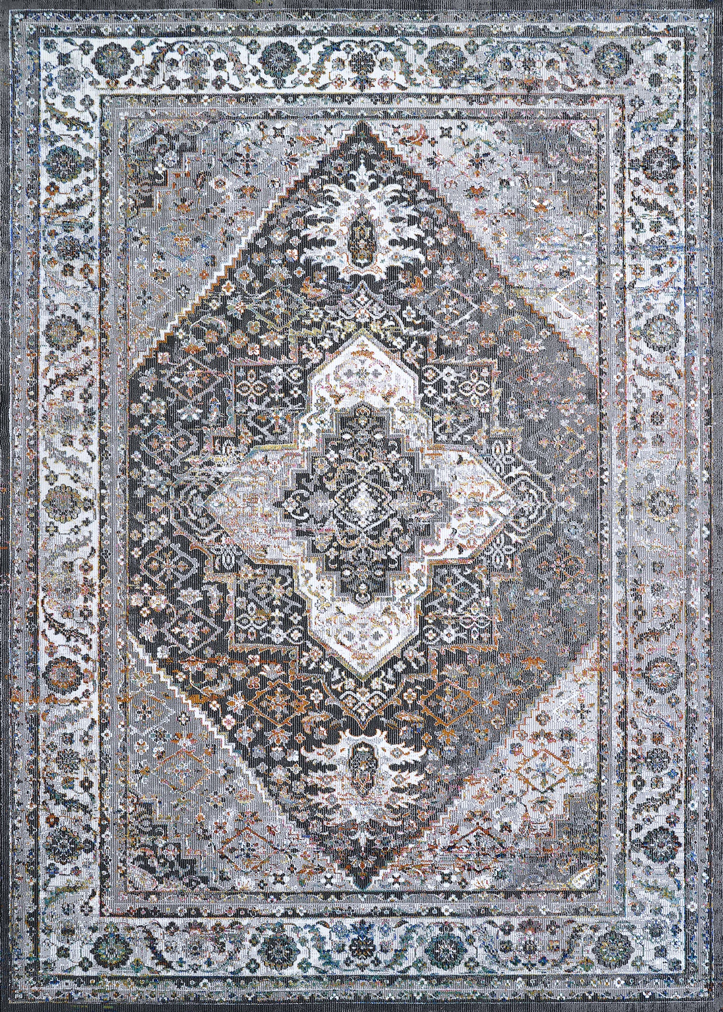 Couristan Gypsy Persian Medallionc Grey-Ivory Rug 5'3" x 7'6"