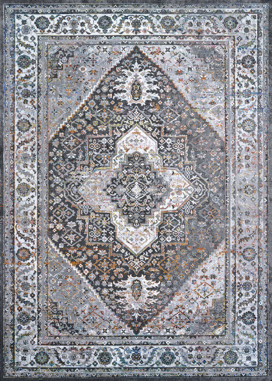 Couristan Gypsy Persian Medallionc Grey-Ivory Runner Rug 2'3" x 7'6"