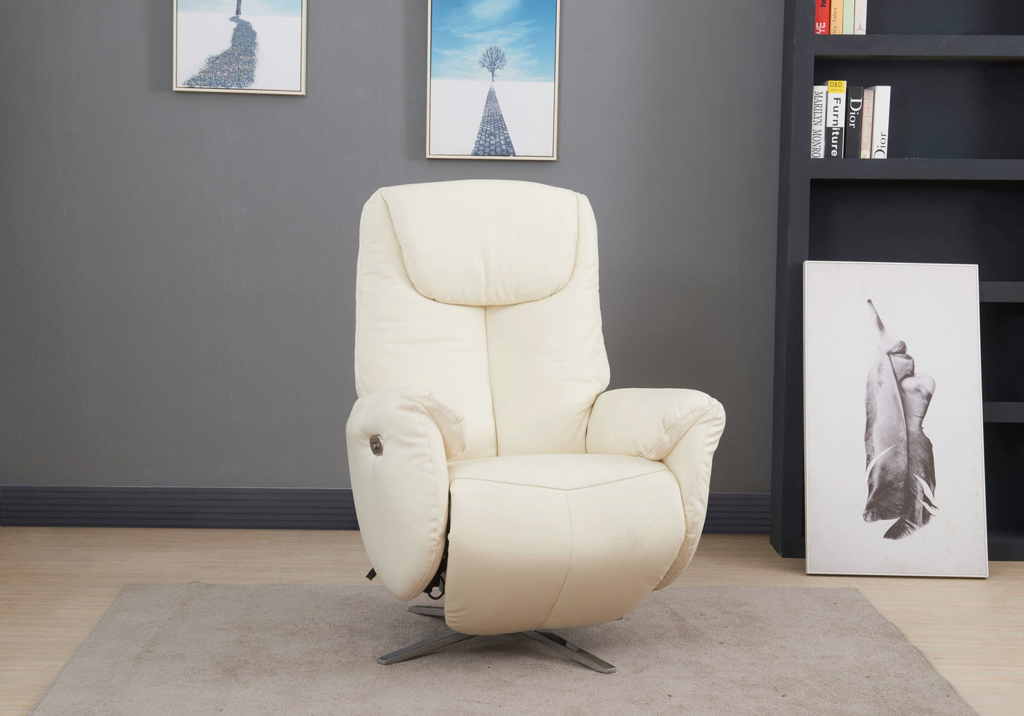 15P-1142 Apollo Swivel Pedestal Power Recliner, Capri White