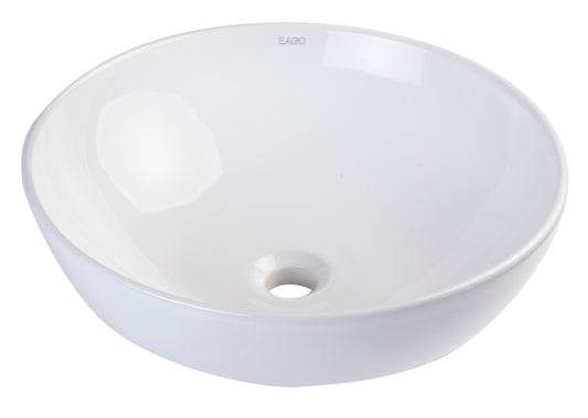 EAGO BA351 18" ROUND CERAMIC ABOVE MOUNT BATHROOM BASIN VESSEL SINK