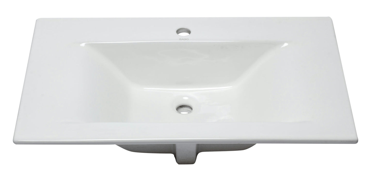 EAGO BB127 White Ceramic 32"x19" Rectangular Drop In Sink
