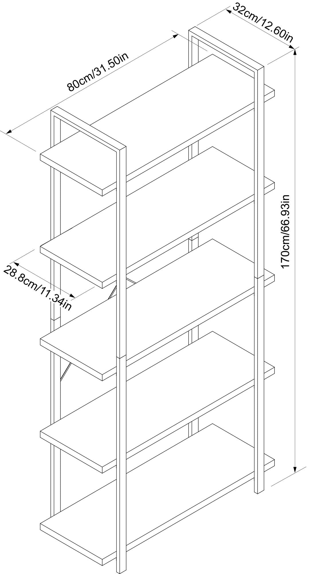 5 Shelf Open Storage Bookshelf
