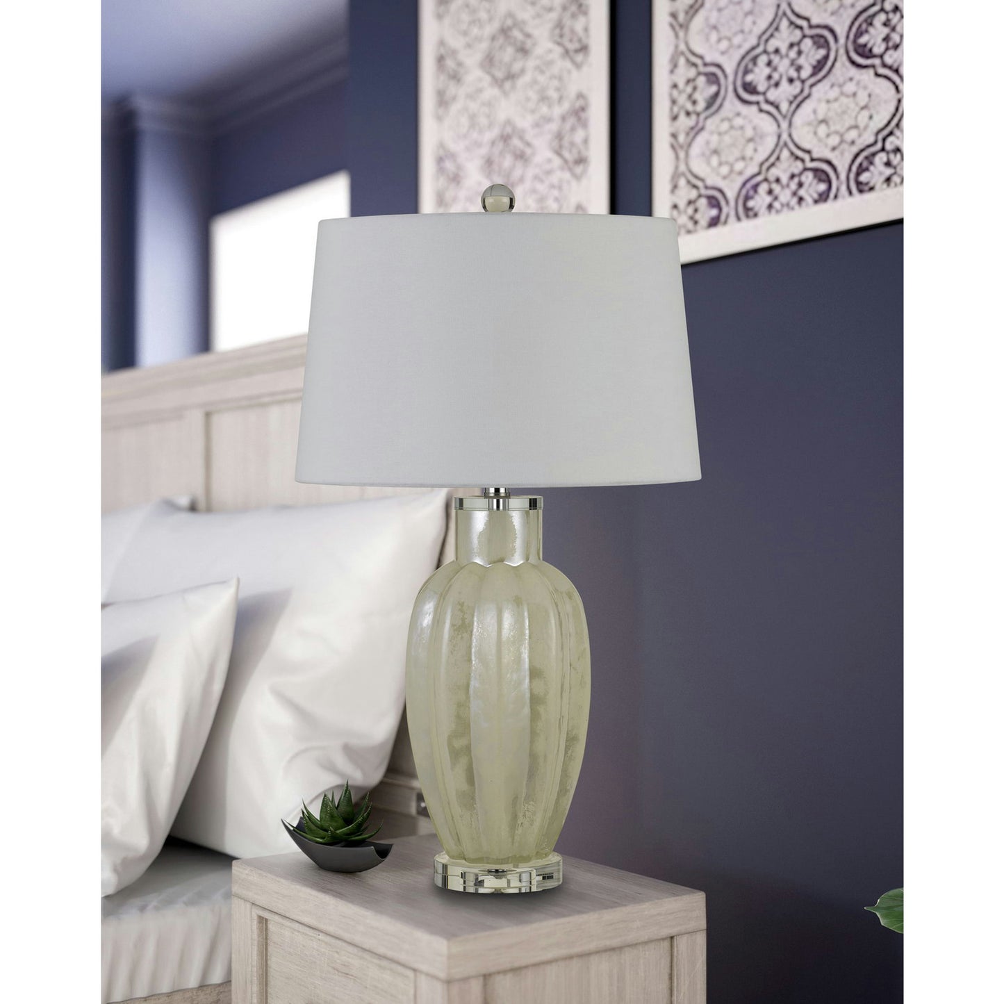 Ivory Art glass Rovigo - 2 pc.table lamp set