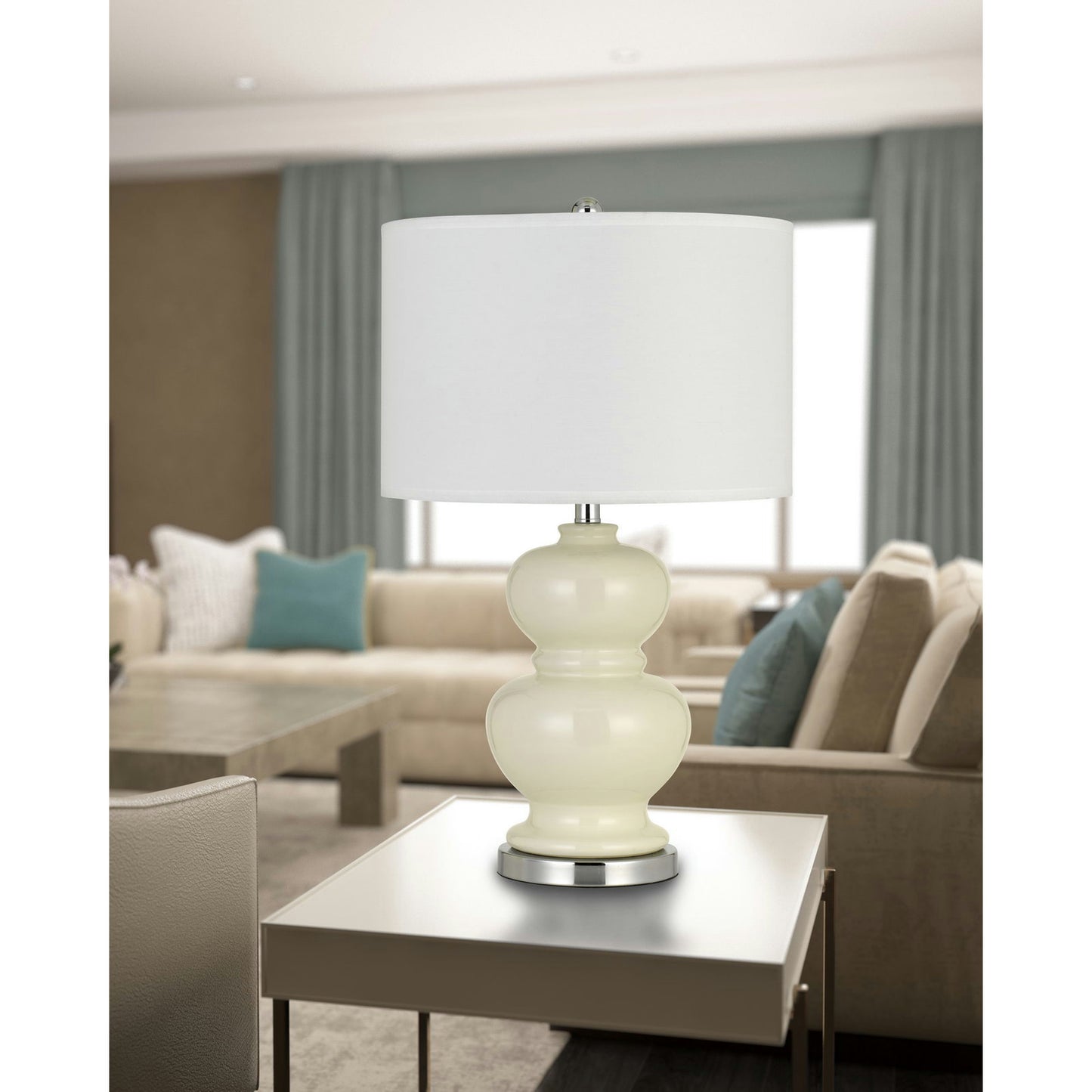 Ivory white Metal Bergamo - 2 pc.table lamp set