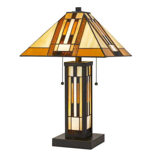 Dark bronze Metal/art glass Tiffany - Table lamp