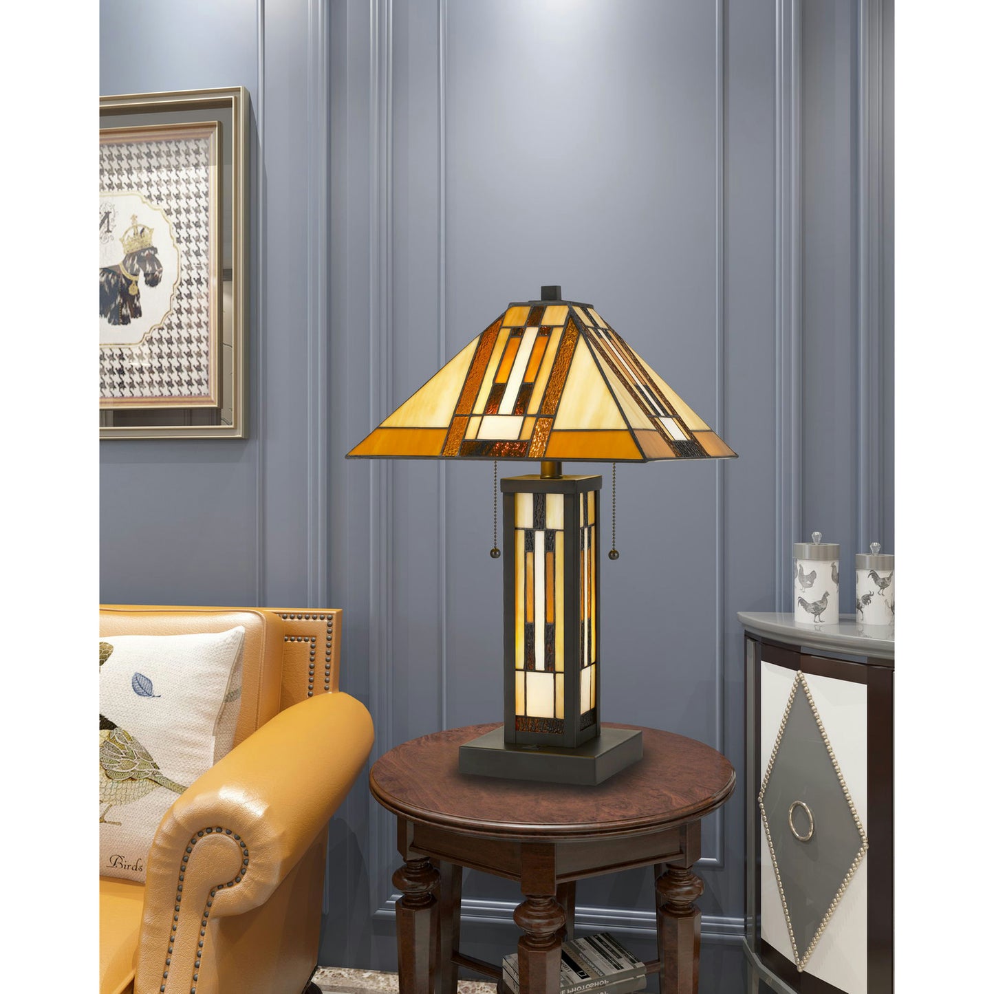 Dark bronze Metal/art glass Tiffany - Table lamp