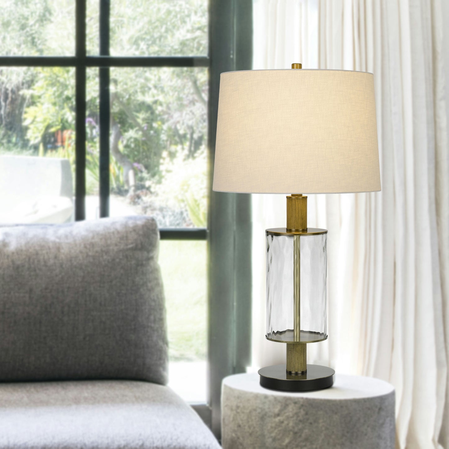 Glass/light oak Metal Morrilton - Table lamp