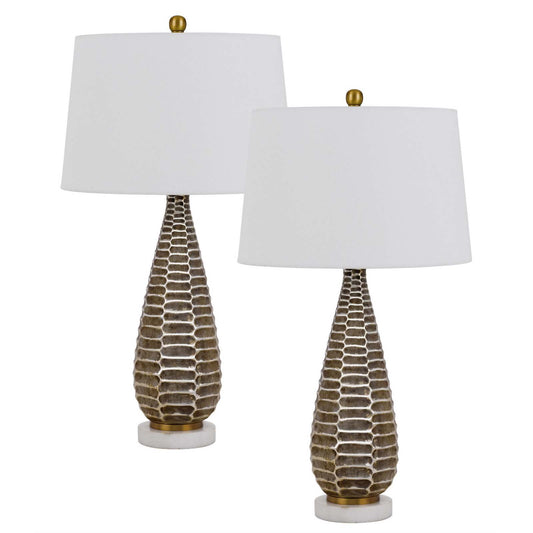 Disstressed silver Marble Mankato - 2 pc.table lamp set