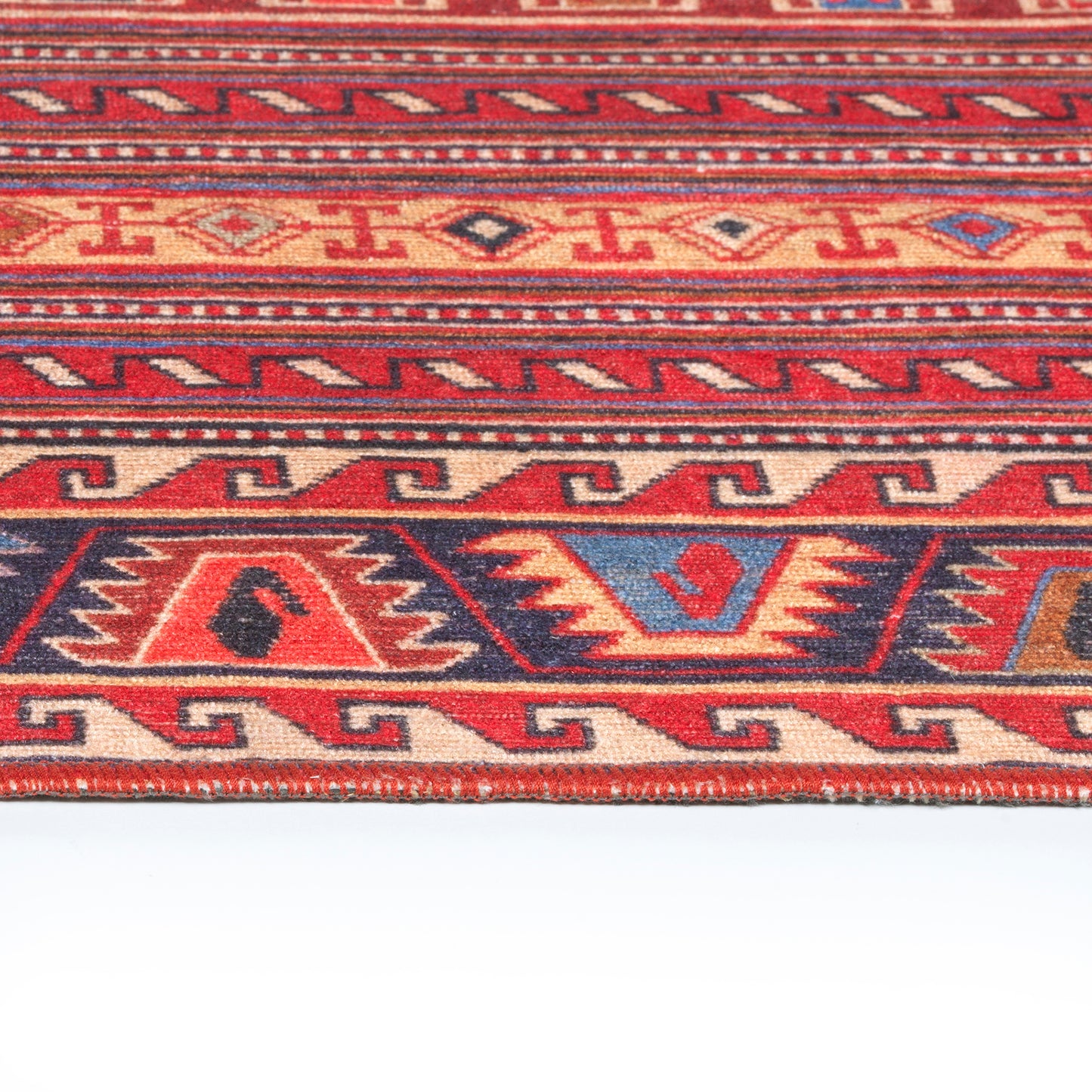 Kaleen Boho Patio Collection Red Navy Throw Rug 3' x 5'