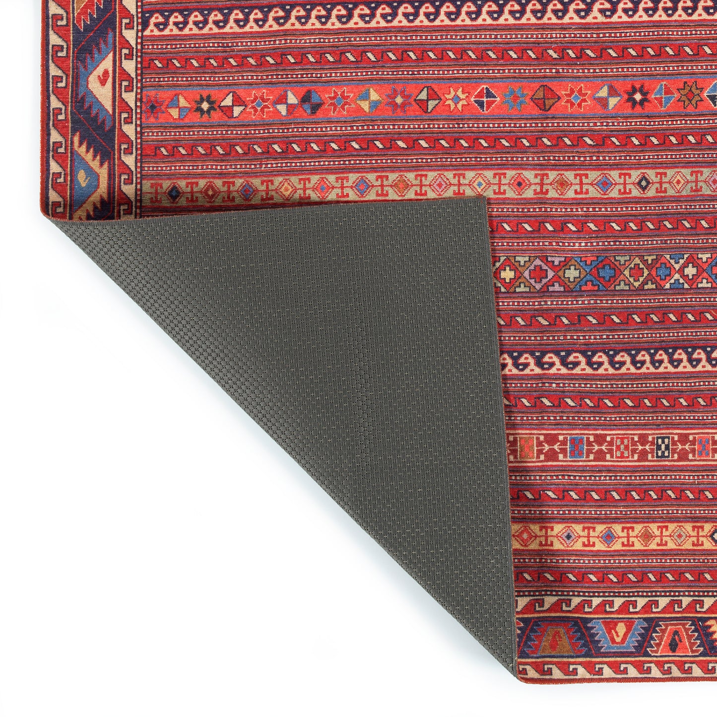 Kaleen Boho Patio Collection Red Navy Throw Rug 3' x 5'