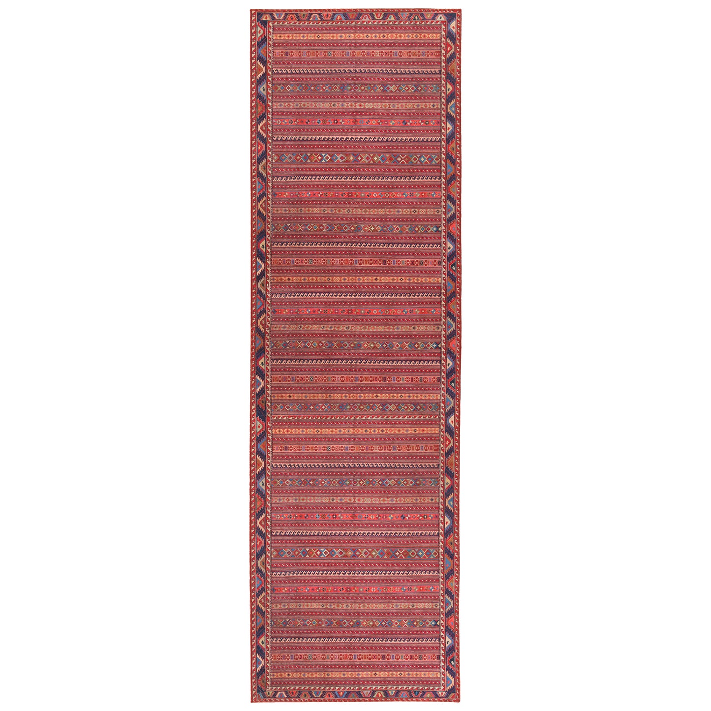 Kaleen Boho Patio Collection Red Navy Runner 2'3" x 7'6"