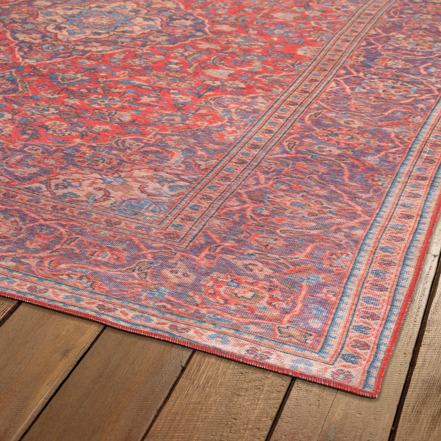 Kaleen Boho Patio Collection Bright Coral  Throw Rug 3' x 5'