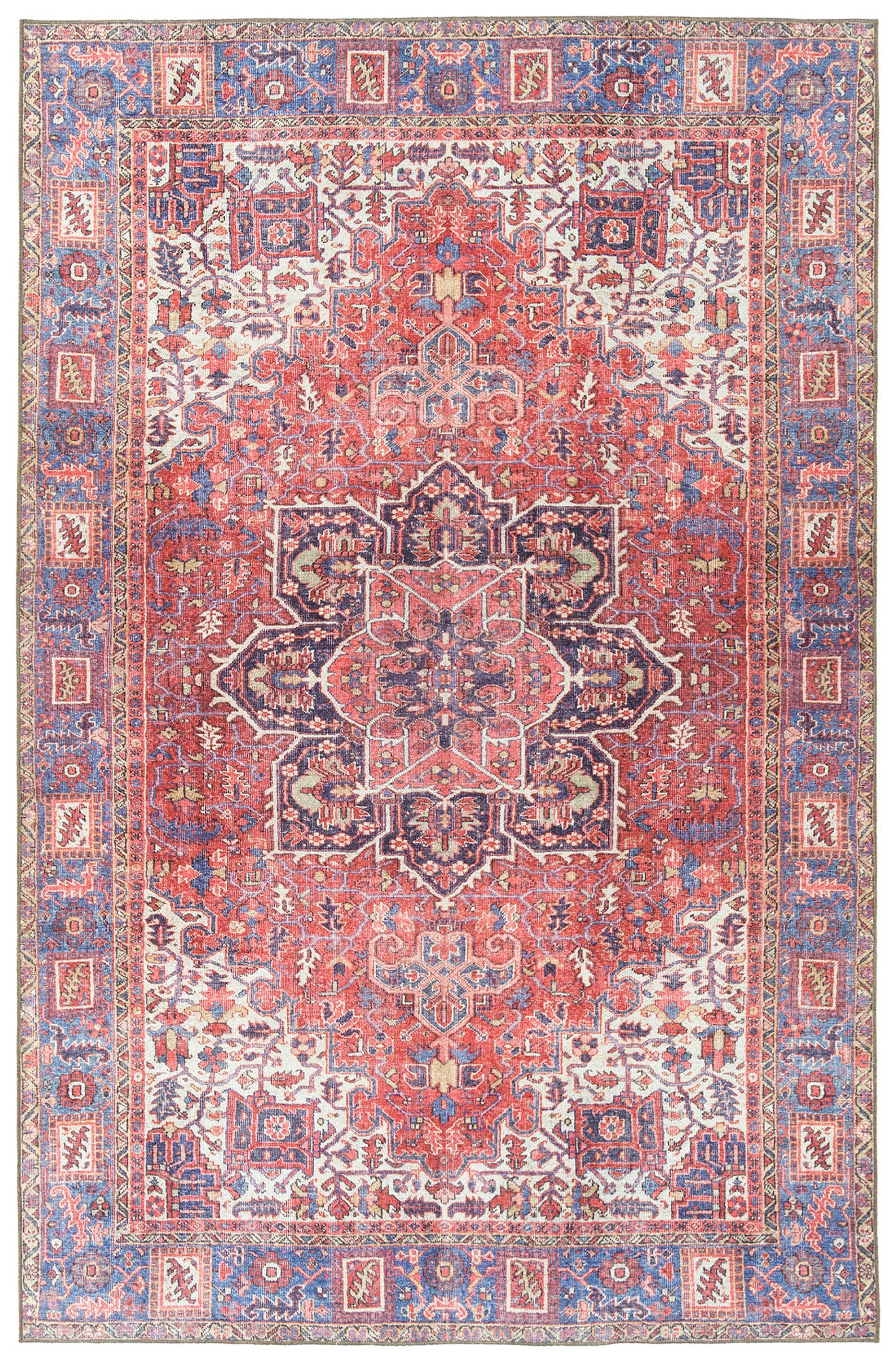 Kaleen Boho Patio Collection Red Coral Throw Rug 2' x 3'