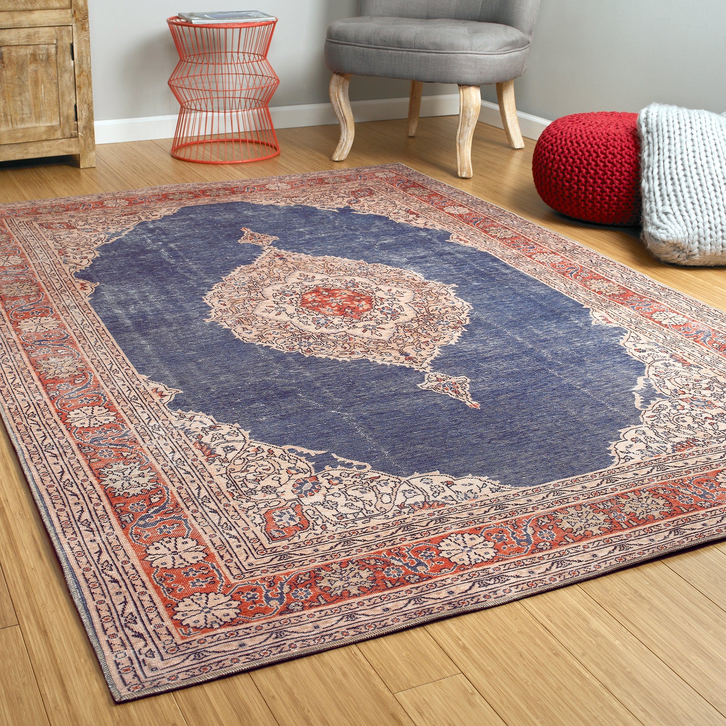 Kaleen Boho Patio Collection Dark Denim  Area Rug 5' x 7'6"