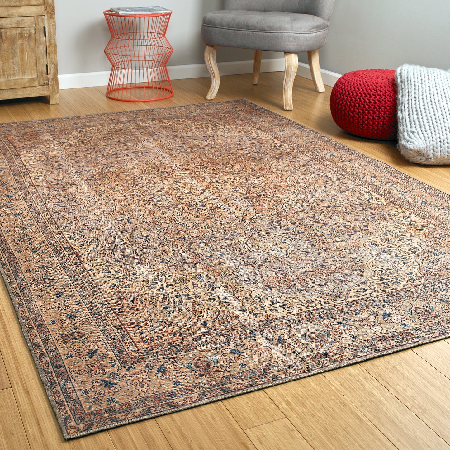 Kaleen Boho Patio Collection Light Taupe  Throw Rug 3' x 5'